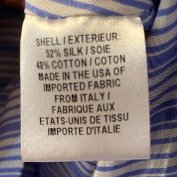 MILLY Luna Stripe Bell Sleeve Peplum Blouse Size 0 Sky Blue - Picture 7 of 7